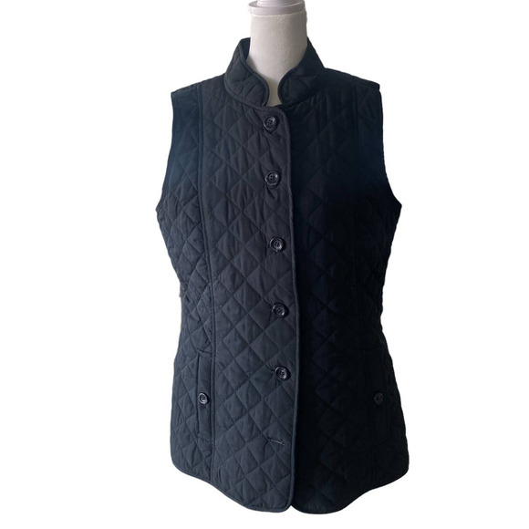 J. Jill Jackets & Blazers - J. JILL Black Quilted Vest Size Button-Down Pockets Women Size Medium